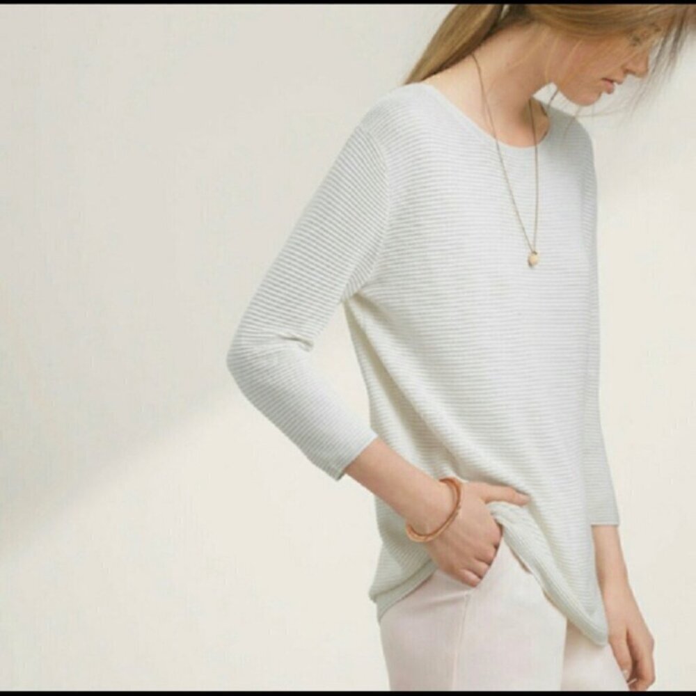 Aritzia Wilfred Blanchard Light Blue Linen Blend Knit Sweater- Size Small